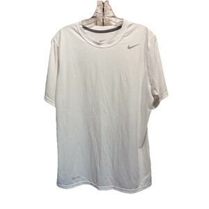 Nike‎ Dri-Fit Logo White Activewear Short Sleeve Athletic Shirt Size M